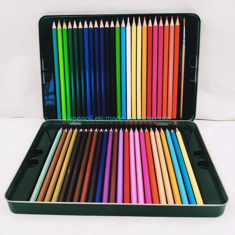 School Stationery Art Supplies Set of 48 Watercolor Color Pencil in Tin Box Colored Pencil