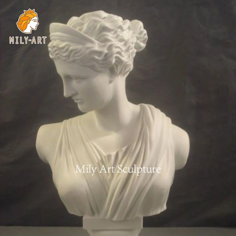 Hand Carved Female Lady Marble Bust Statue for Decor