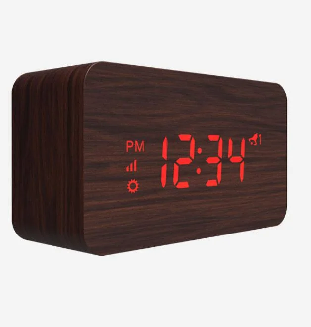 Indoor Temperature Wooden Wood Cube LED Digital Alarms Clocks