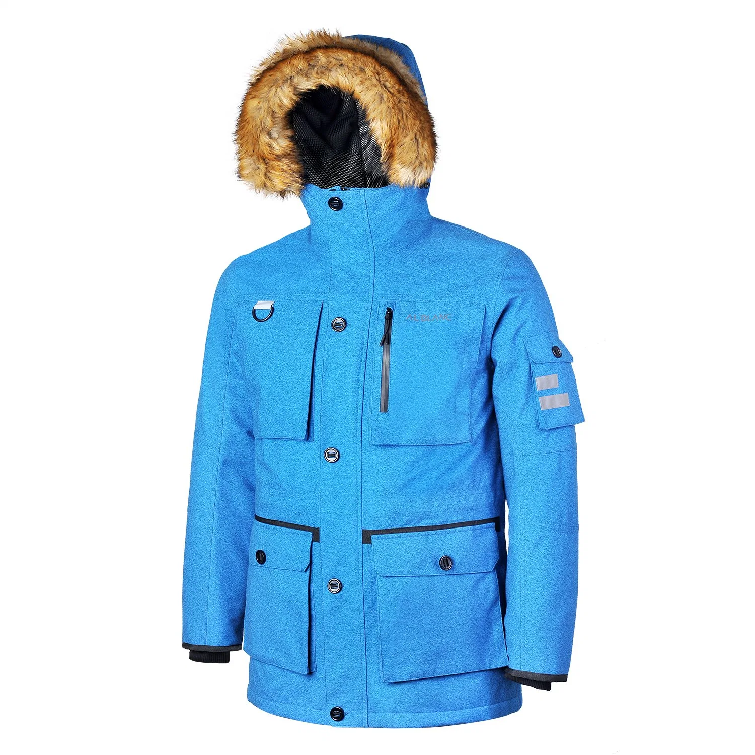 Casaco acolchoado almofadado azul impermeável para exterior respirável à prova de vento à prova de água para inverno