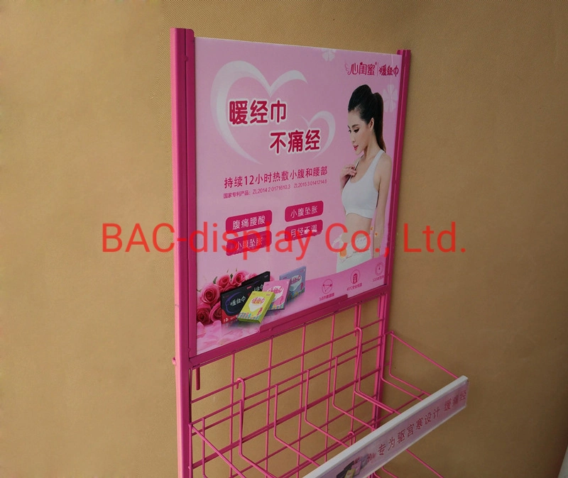 China Manufacturer Pink Iron Display Rack for Sanitary Towel