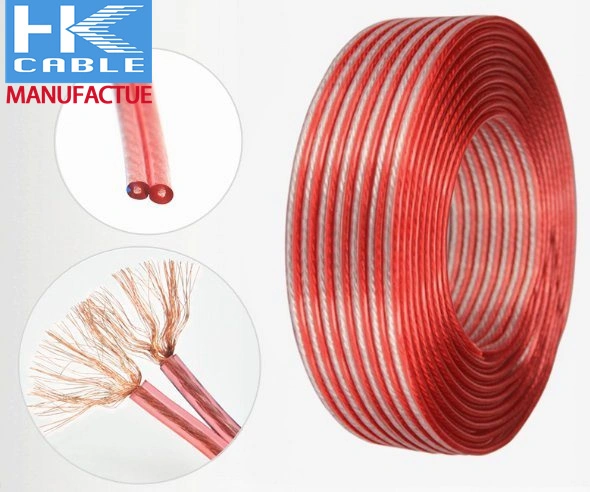 Fábrica China fabrica cable de altavoz plano transparente OFC de 12 AWG 2 núcleo