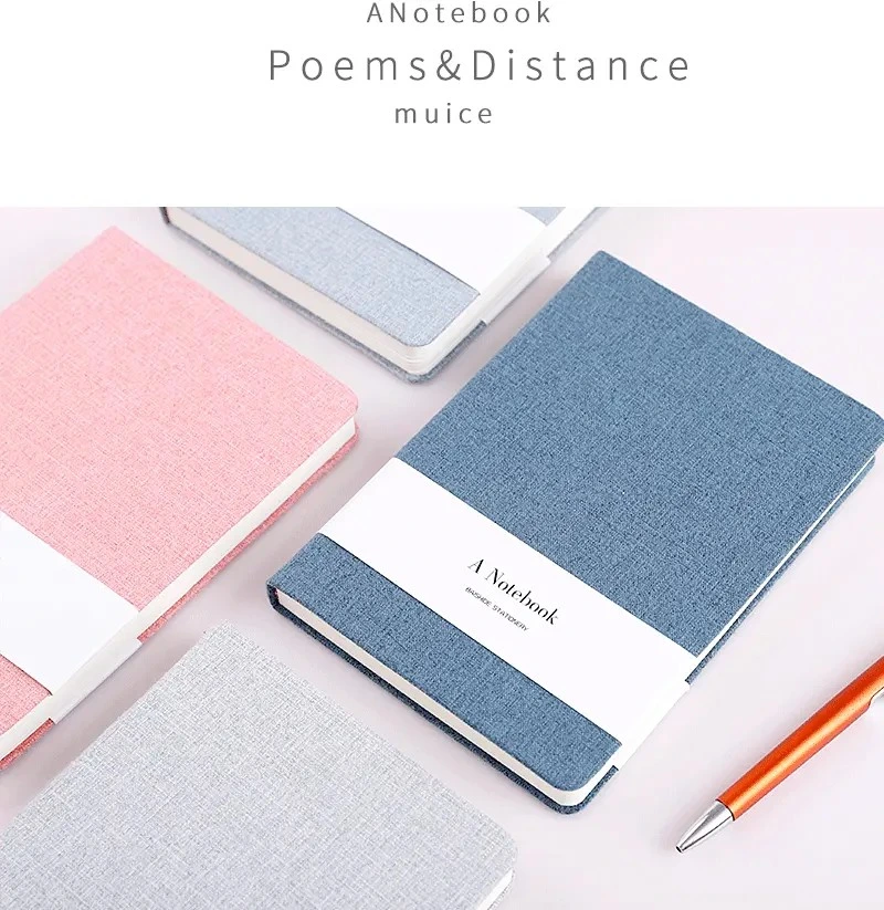 Customized Logo Hot Stamping Fabric Cover Printing Linen Journal Notebook Printing Service