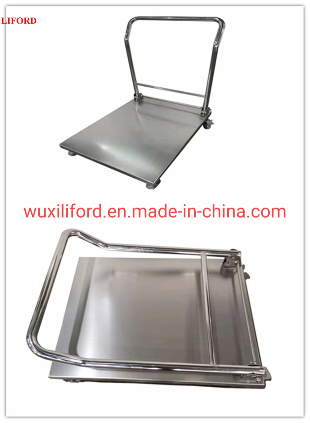 400kg Stainless Steel 304 Platform Foldable Hand Trolley for Transport