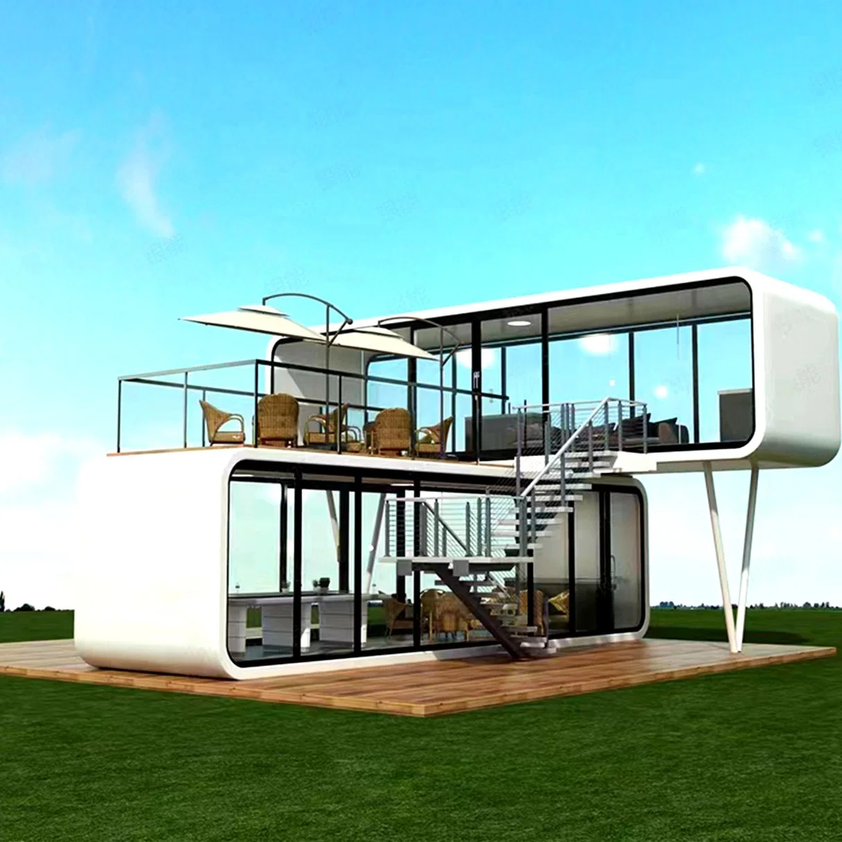 Two-Story Apple Capsule Home with Style Chic Exterior Apple Capsule House