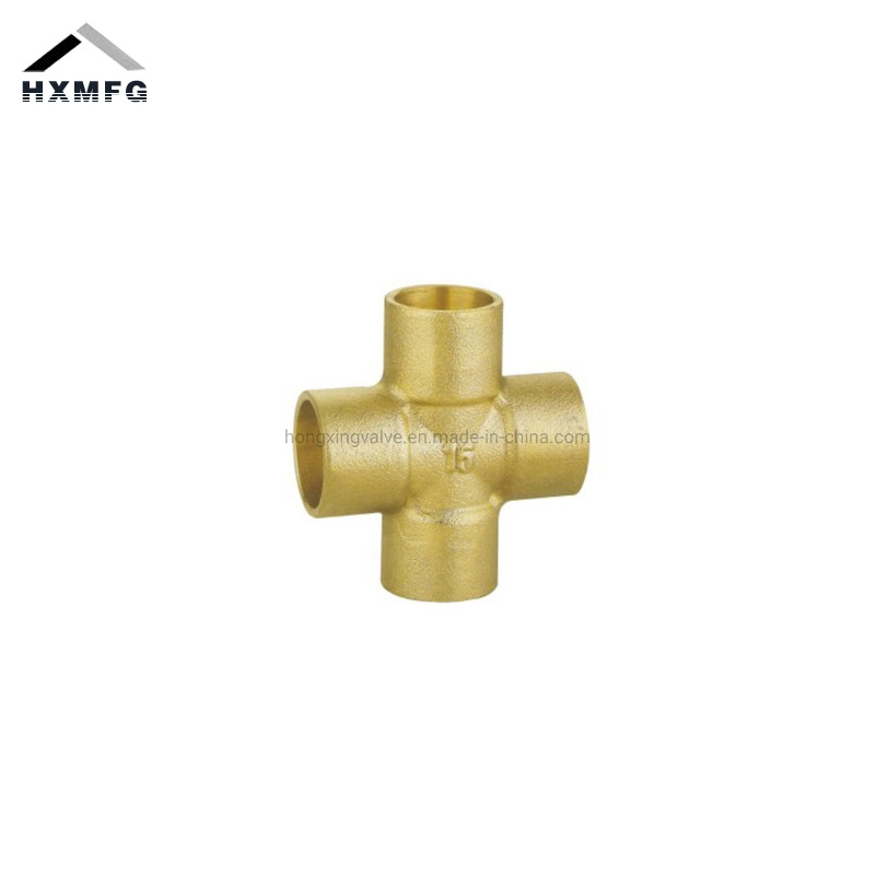 Female Brass Compression Fitting Soldering Tee for Copper Tube