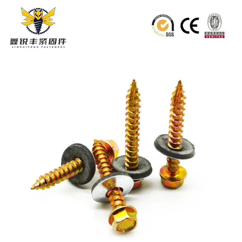 Custom Fastener Metal Flange Hex Zinc Plated Washer Head Self Tapping Roof Screw for Wood