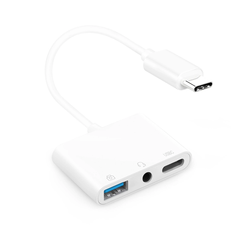 Anera Hot Selling 3 en 1 TypeC à 3,5 mm USB2.0 Carte son USB Type C de chargement de l'adaptateur audio externe PD