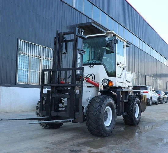 4 Ton Outdoor Used Rough Terrain Forklift Truck with Saet Cover