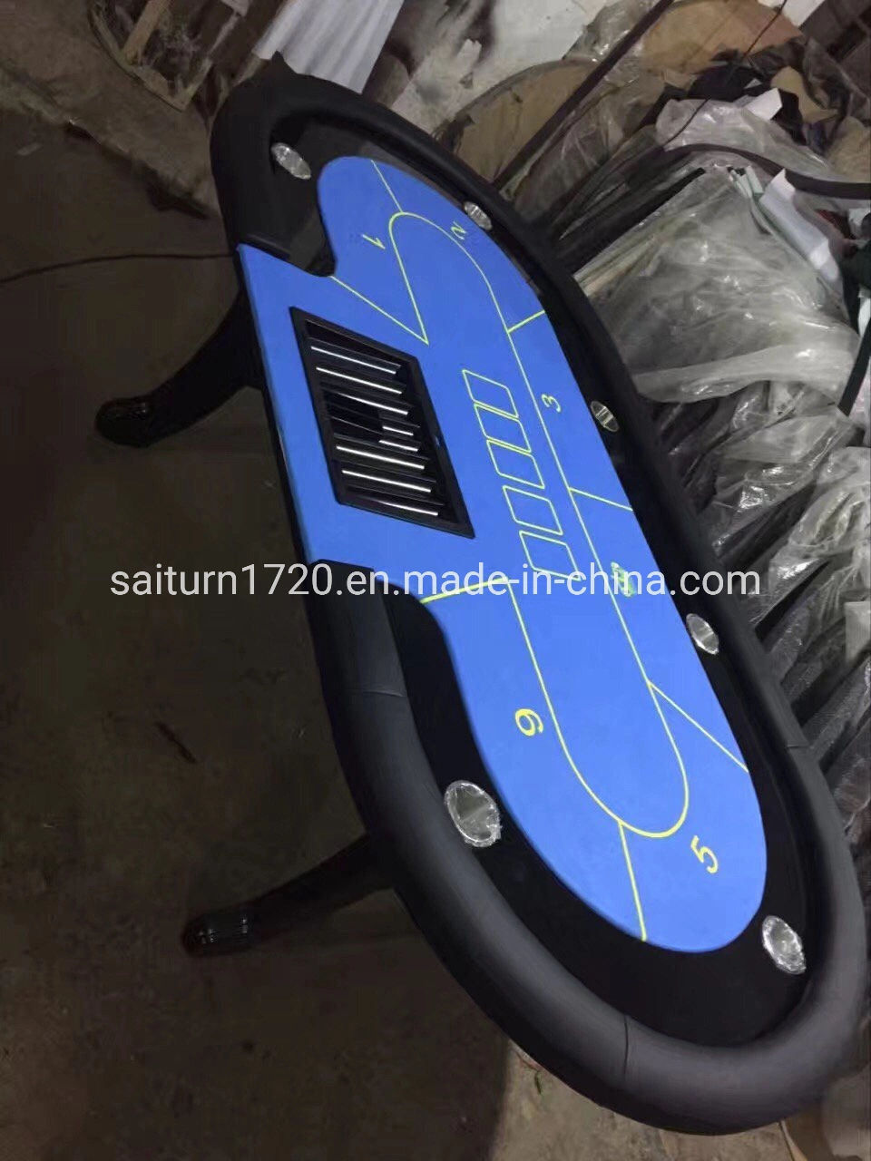 Custom Poker Table with Real Wooden Leg with Dealer Spot