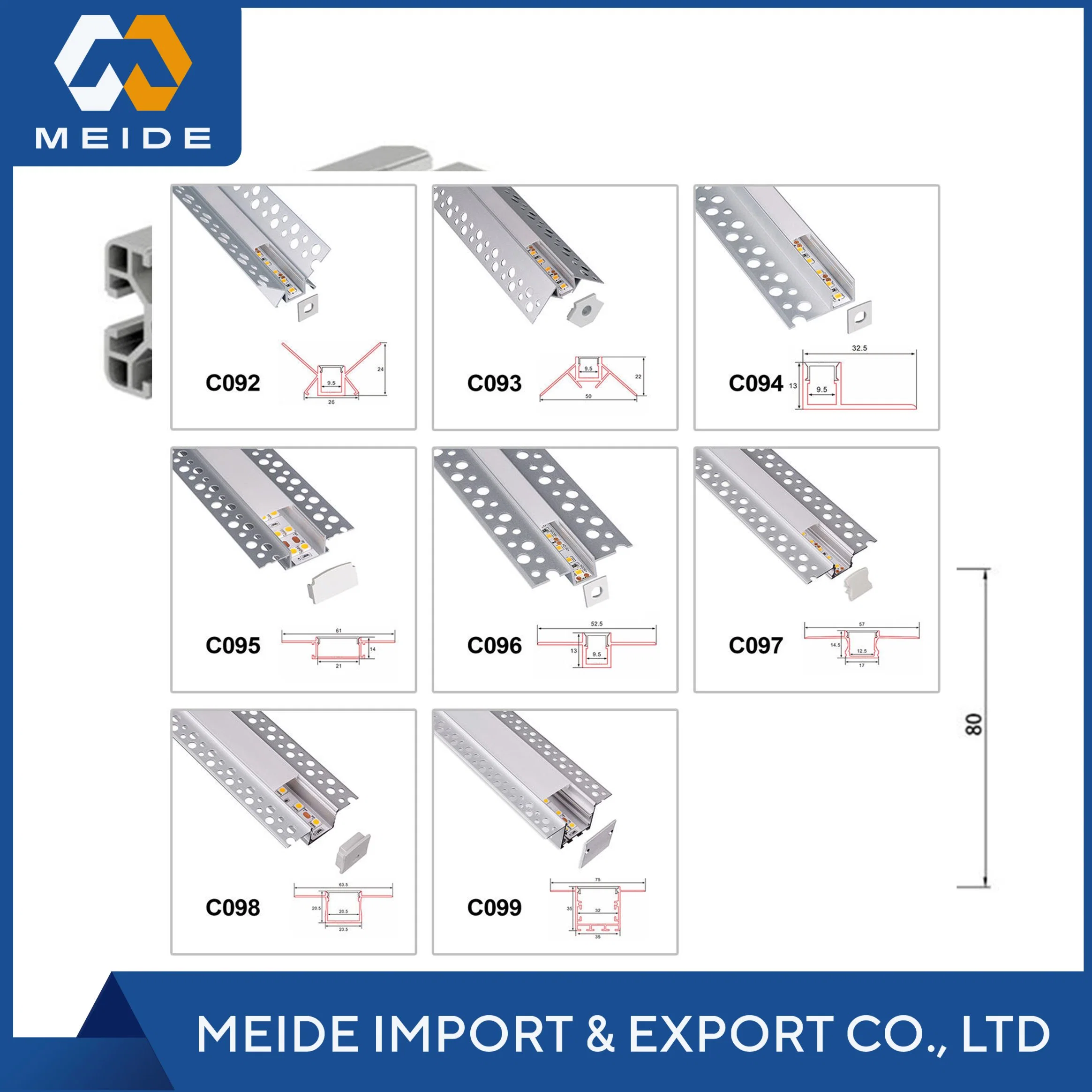 OEM Custom LED 3002 3102 3103 3103A 3203 3004A 3204 3105A 3007 3107 Aluminum Extrusion Profile for Strip Lights Custom Aluminum Profiles