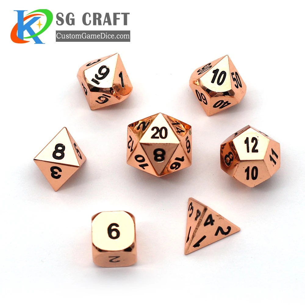 Zin marco dorado de aleación de metal esmaltado Polyhedral juego de dados D4 D6 D8 D10 D12 D20 dados metálicos