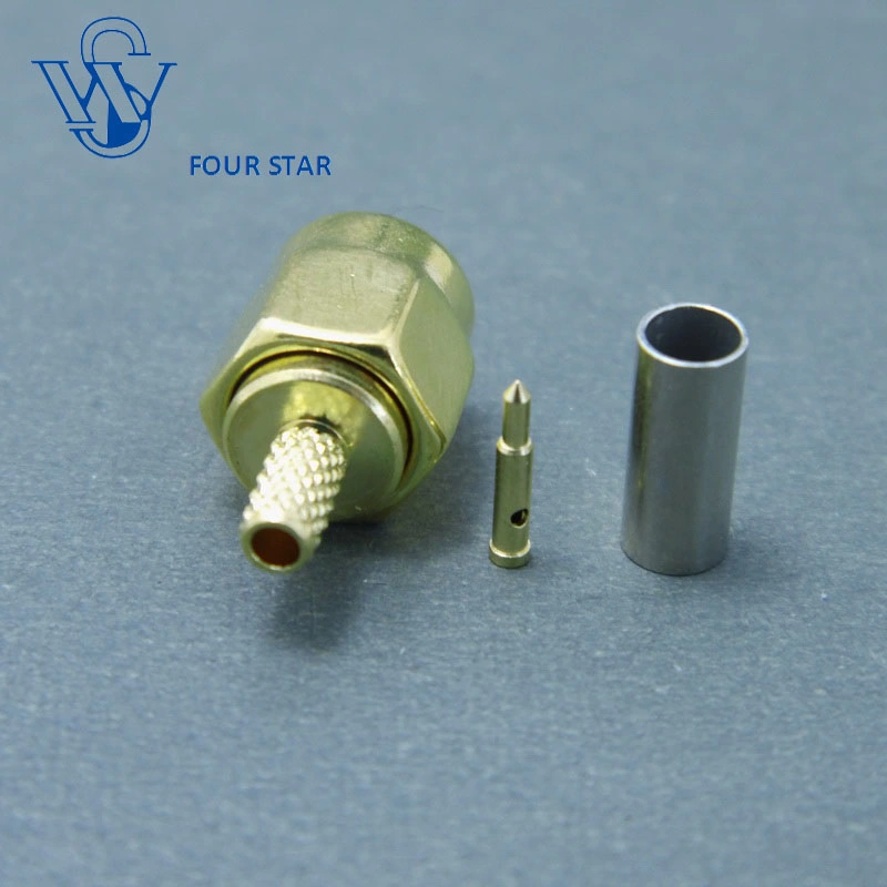 Antenna Wire Electrical Waterproof RF Coaxial Male Plug Crimp Straight SMA Connector Terminals for Rg316 Cable