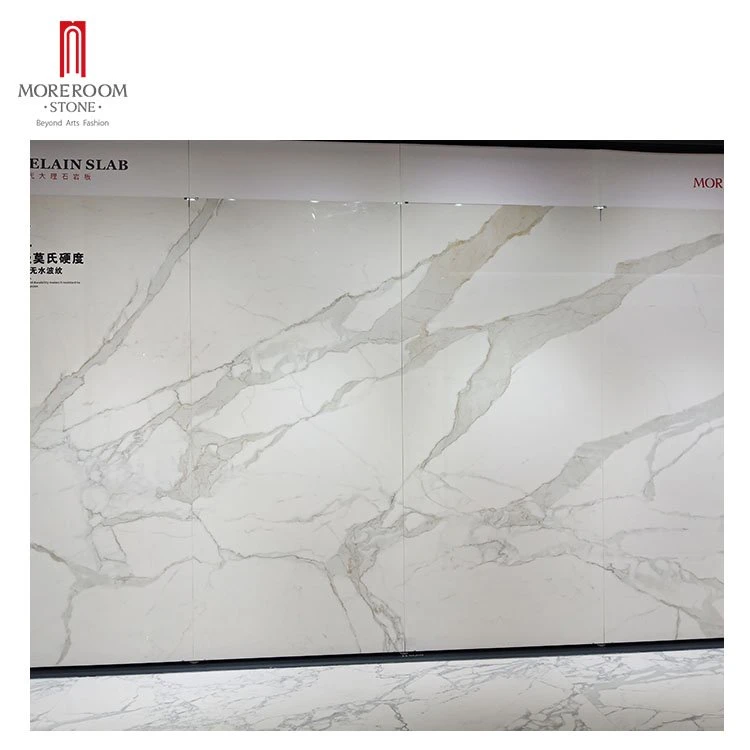 Luxury Calacatta White Gold Large Format Porcelain Marble Look Floor Big Size Ceramic Wall Floor Tile Sintered Stone