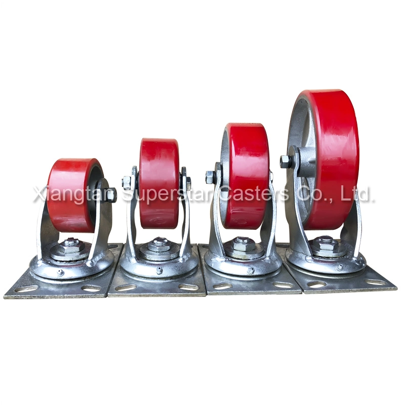 4 5 6 8 10 Inches Medium Heavy Duty Dual Brake PU/Rubber/Nylon/Iron/Phenolic Caster Wheel (wholesale castor and wheels)