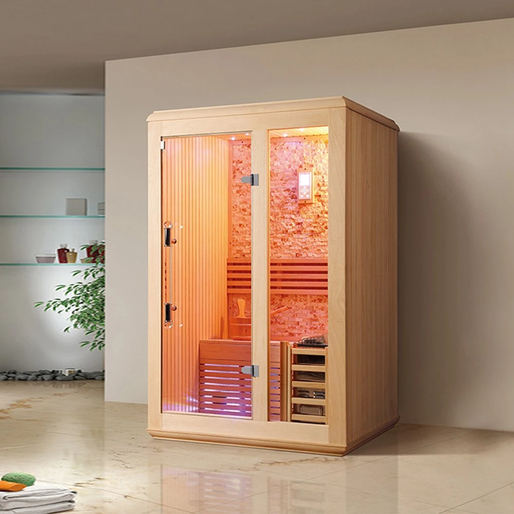 Deluxe Culture Stone Background Wall Tempered Glass Door Sauna Room