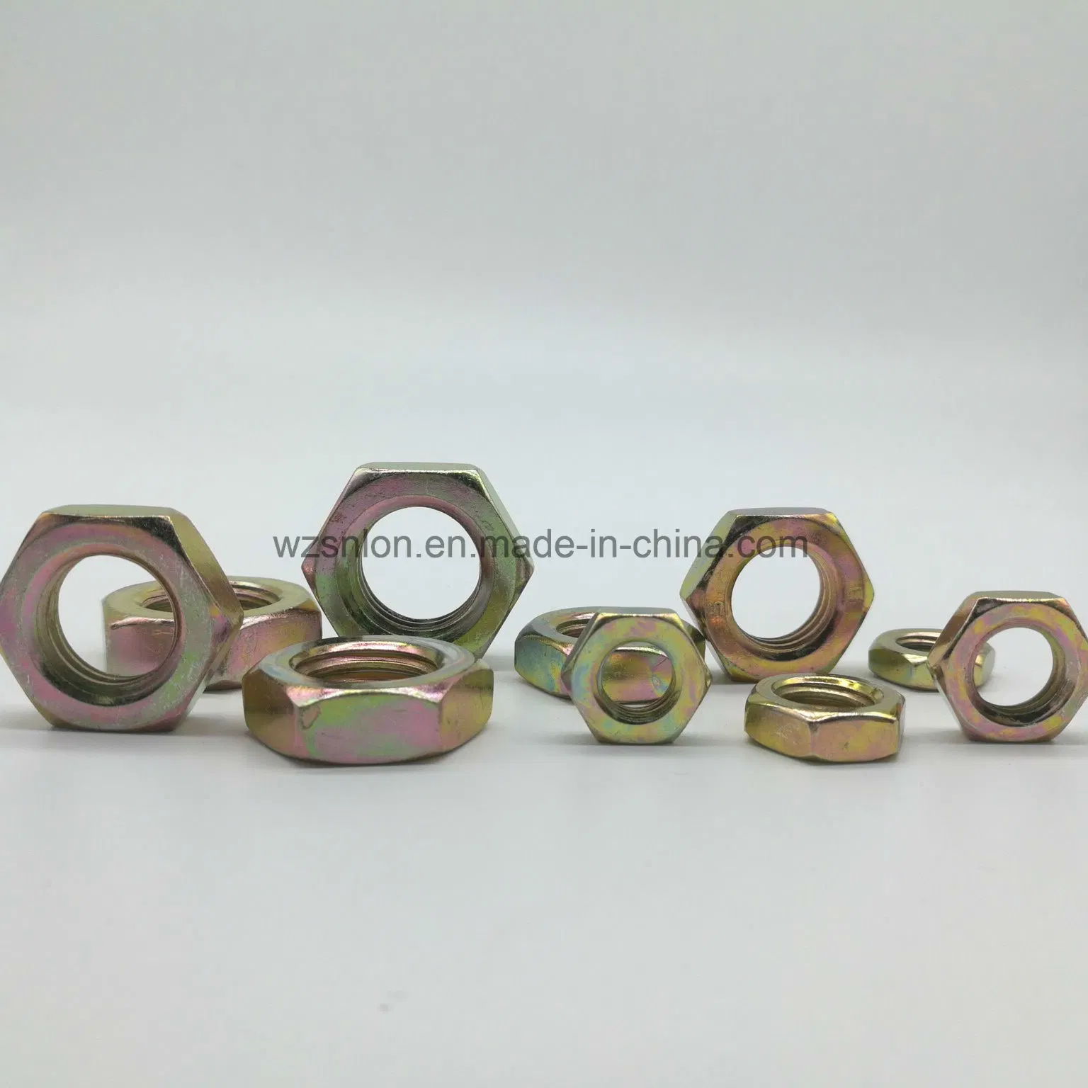 Carbon Steel Hex Thin Nut with Yellow Zinc