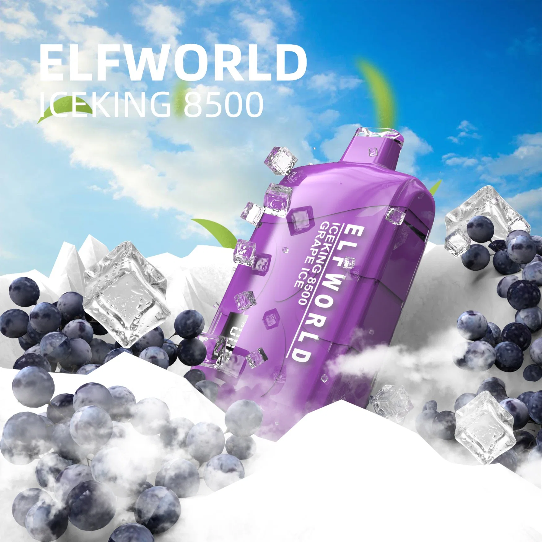 Afficheur OLED Elfworld Iceking 8500 Smart goût pur Multi-Flavors perdu boîte Vape Big Cloud Crystal Vape jetables 6500 7500 9000 Usine de bouffée de 10000