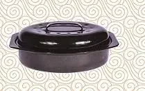 Enamel Turkey Roast Pot Food Safety Grade Carbon Steel Black Enamel Coating with Stainless Steel Rack Turkey Roast Pan Potato Casserole Pot