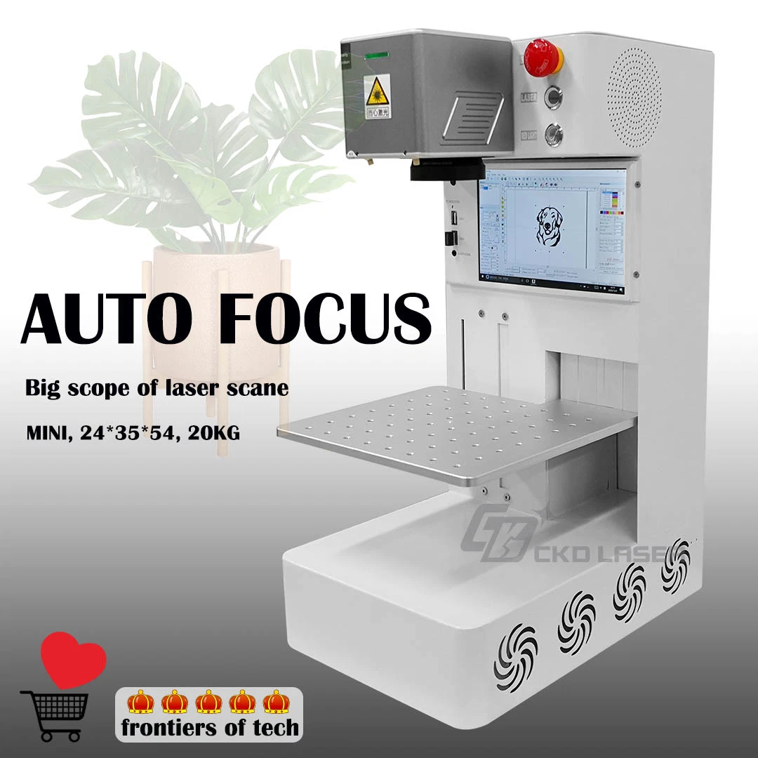 Raycus 20W Auto Focus Cabinet Fiber Laser Marking Machine with Ezcad