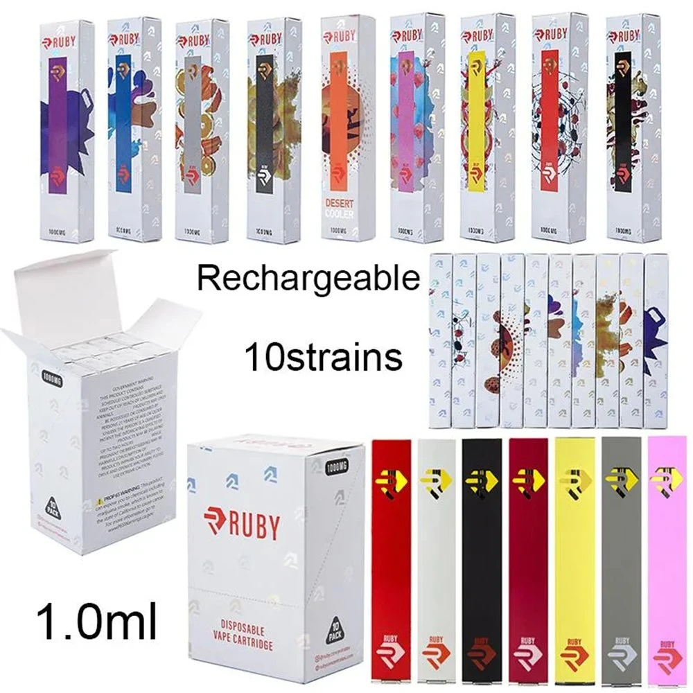 USA Empty Rubi Diposable Vape Pen Vaporizer 1000mg 1ml 1.0ml 1 Gram Ceramic Coil CB. D Th. C Delt. a 8 D8 Distillate Rechargeable Smoking Vape