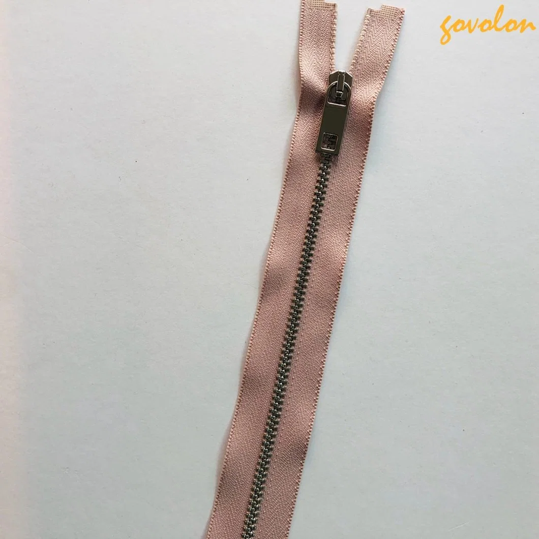 Pink Zipper Puller Garment Accessories 52cm Metal Silver Teeth Zipper