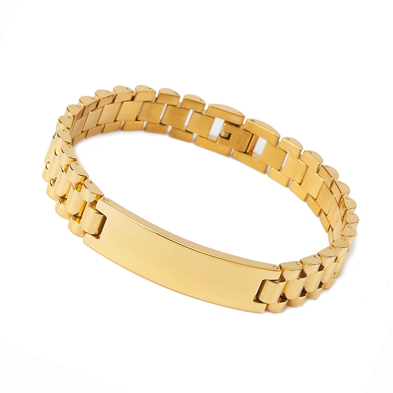 Amazon Hot Sale 18K vergoldet Solid Strap Armband Nein Fade Edelstahl Armband Armband Schmuck für Paar