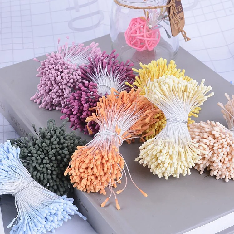 White Cotton Flower Stamen with Plastic Head and Pistil for Paper Flower Handcraft accessory