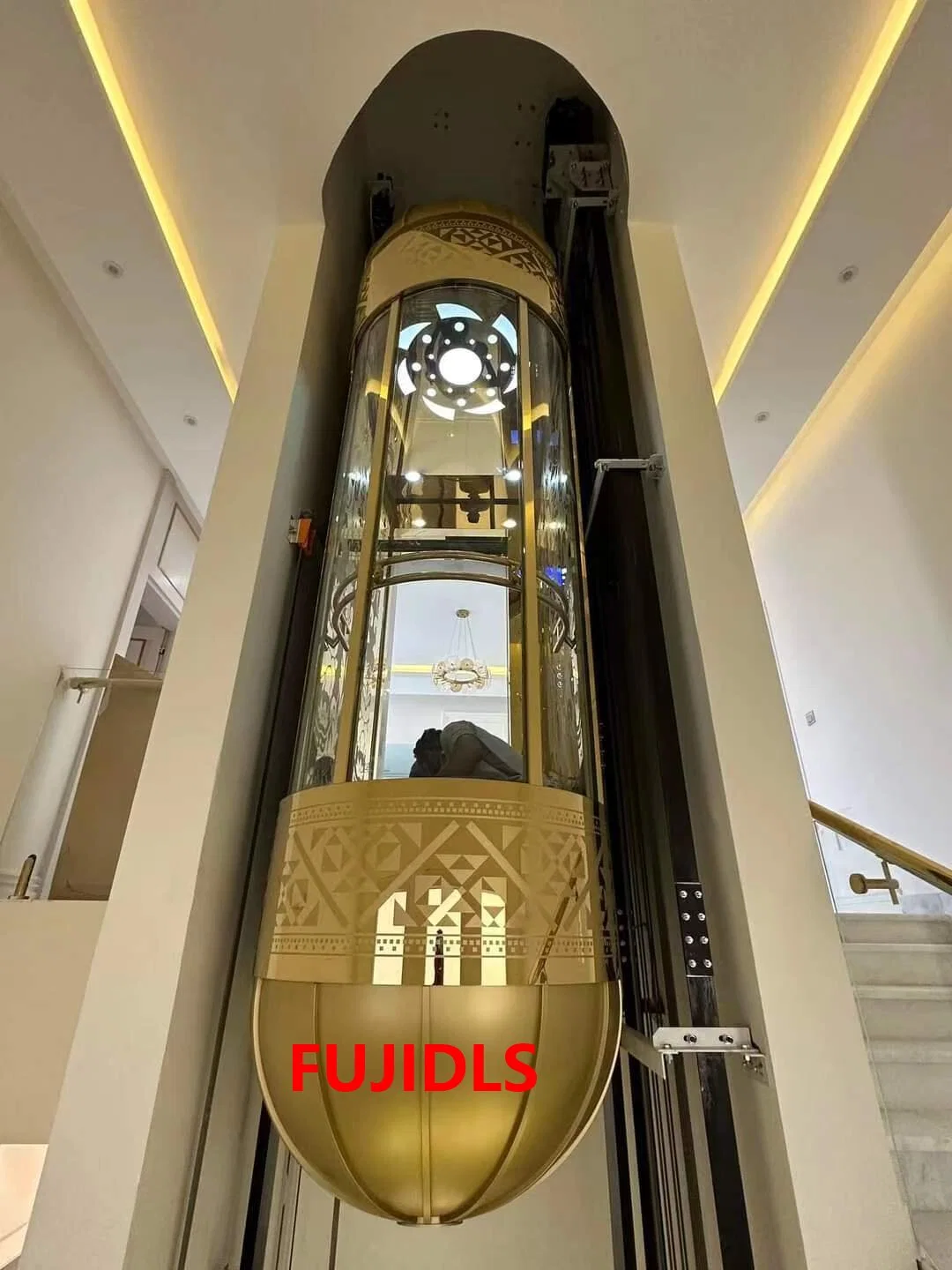 Popular FUJI Elevator Observation Elevator Car Decoration 1000kg with Safety Roound Glass Sightseeing Elevator Lift Supplier with New Design