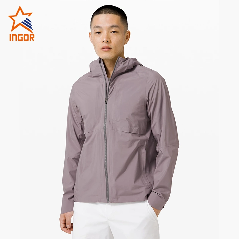 Ingorsports Waterproof Men's Sportswear Outdoor Pockets Jacket with Back Glowing