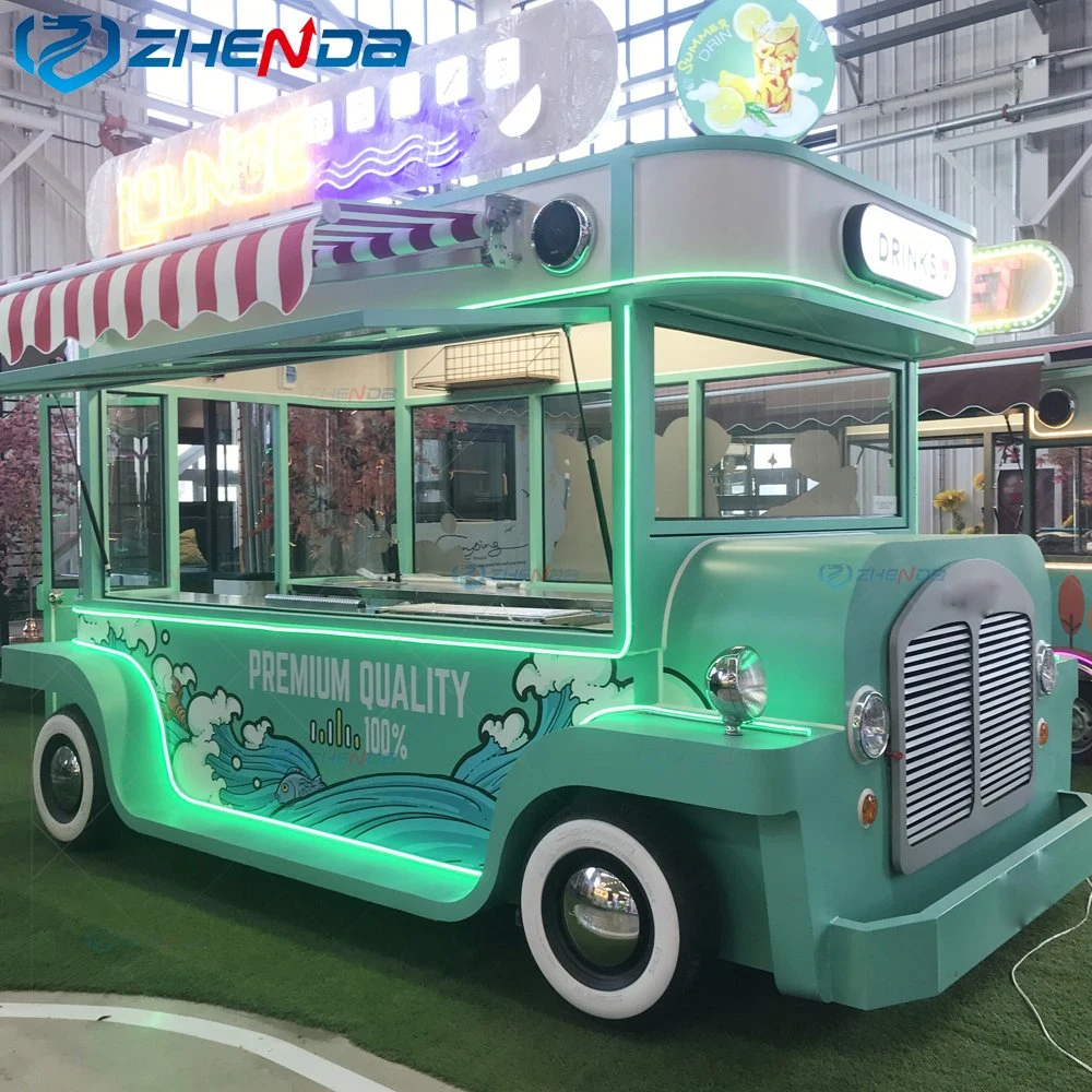 Zd-FT45 Best-Selling Green Food Truck/Electric Grill Hot Dog BBQ Food Cart Mobile Kitchen Cute Attraction Food Trailer