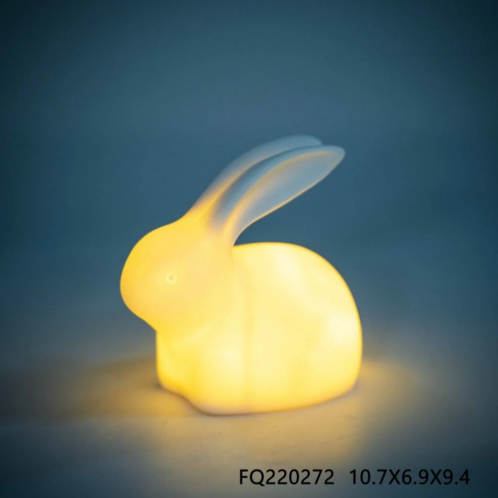 White Porcelain Warm LED Light up Holiday Easter Bunny Rabbit Table Top Decoration Ornaments