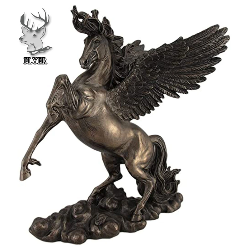 Estátua de Bronze Personalizada do Famoso Cavalo Alado Pégaso para Decoração Externa.