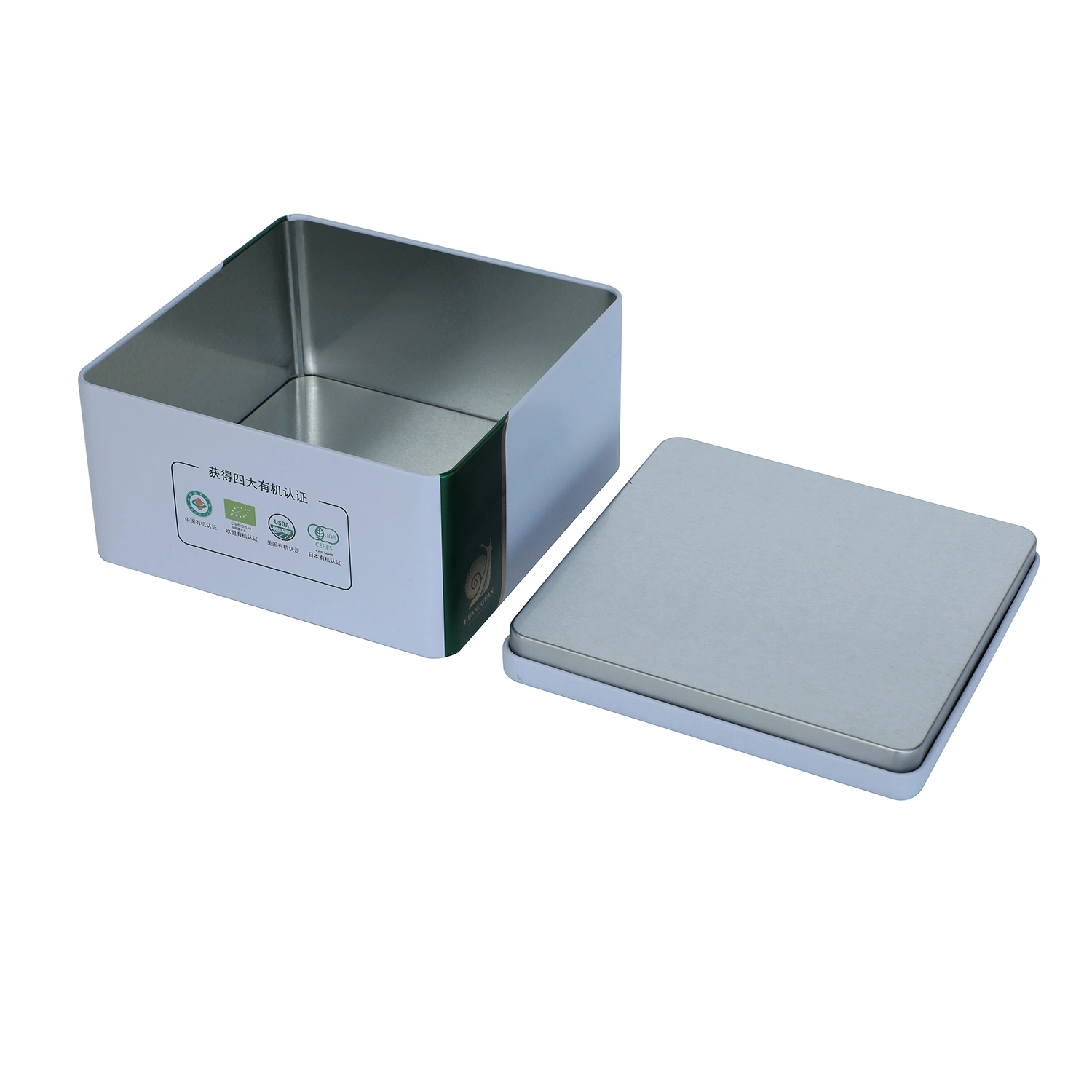 Metal Can Food Packaging Box Round Airtight Tin with Mechanism Closure System for Tea Coffee