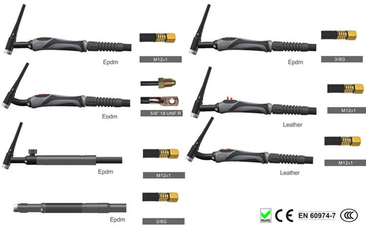 Softkabel DC AC 4m 8m TIG26 Wp26 gasgekühlt WIG-Schweißbrenner Versorgung