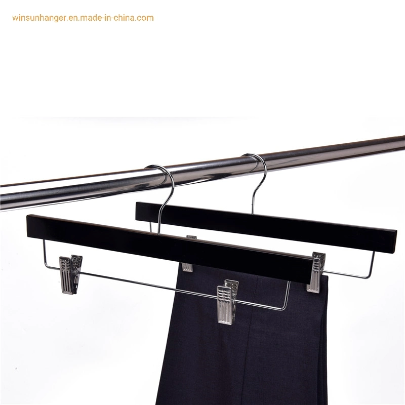 2021 Wholesale/Supplier Custom Black Colored Wooden Garment Store Cheap Hangers for Pants