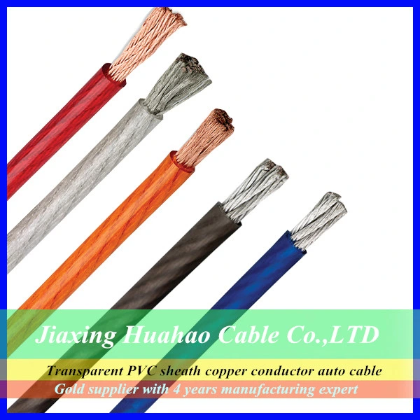 0AWG 2AWG 4AWG Transparent PVC Electric Sheath Car Power Cable