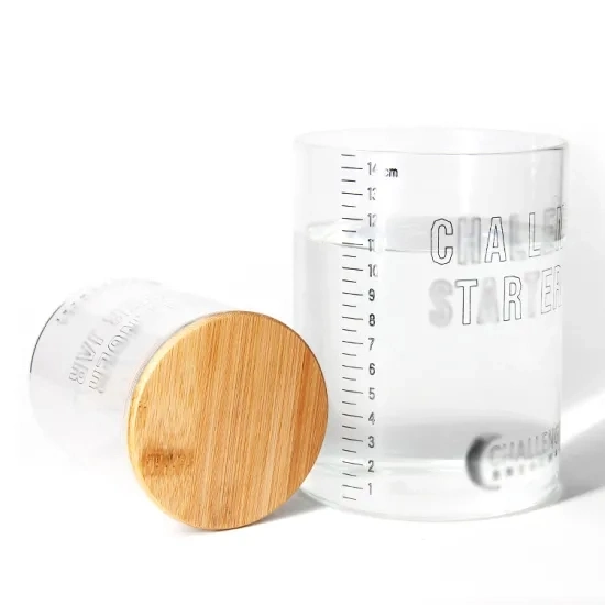 Kitchen Glass Storage Jar Spice Bottle with Bamboo Lid