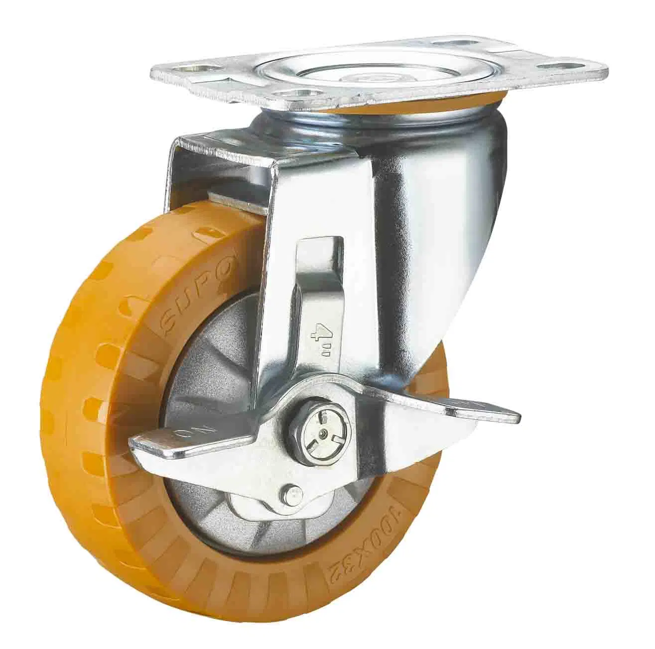 Roda fixa rígida para carrinho de carrinho com PU para carrinho industrial Caster Amortecedor de choques