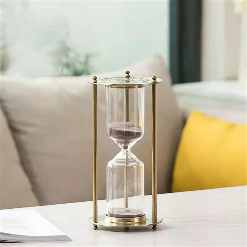 Factory Wholesale/Supplier European Retro Metal Three Columns Ornaments Home Accessories Gift Timer Hourglass