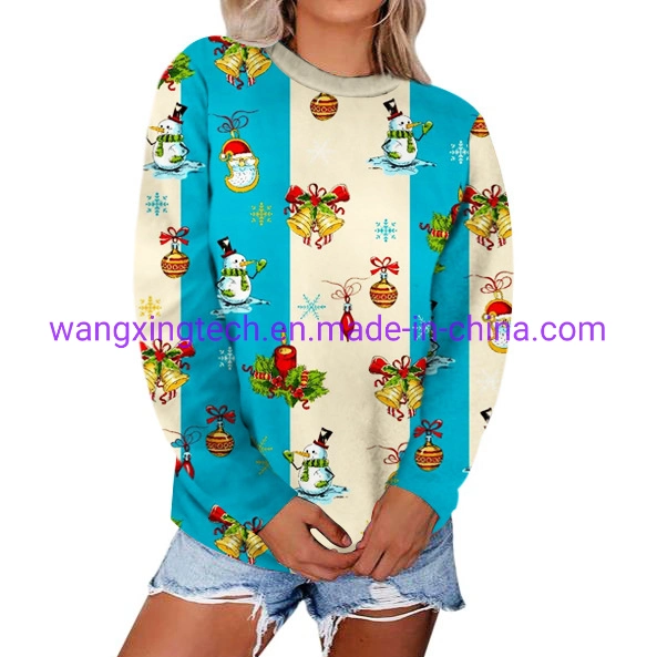 Wholesale/Supplier Autumn and Winter 2022 Christmas 3D Printing Casual Pullover Long-Sleeved Sweater Women's Shirt