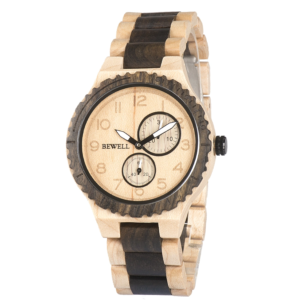 New Bewell Design Holz Herren Chronograph Uhr Geschenkuhren