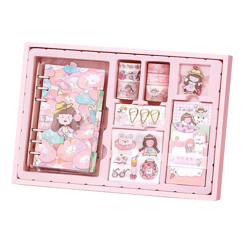 Conjunto de oferta de caderno de estilo retro chinês com fitas coloridas Produtos de papelaria de aniversário da Inner Diary Girl