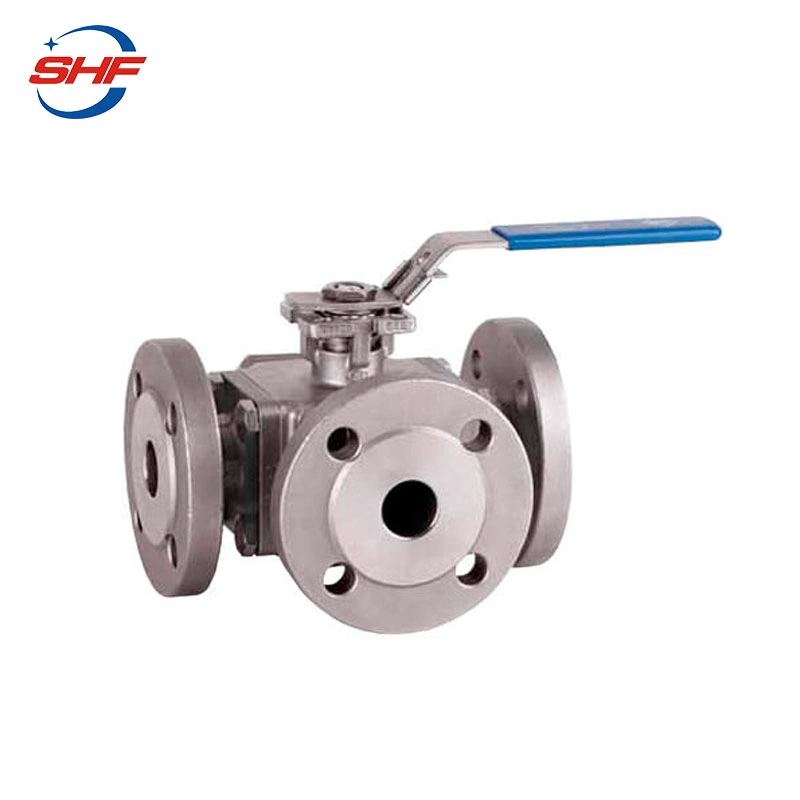 Shf Stainless Steel CF8 CF8m Pneumatic Three Way Ball Valve with Gear Operation