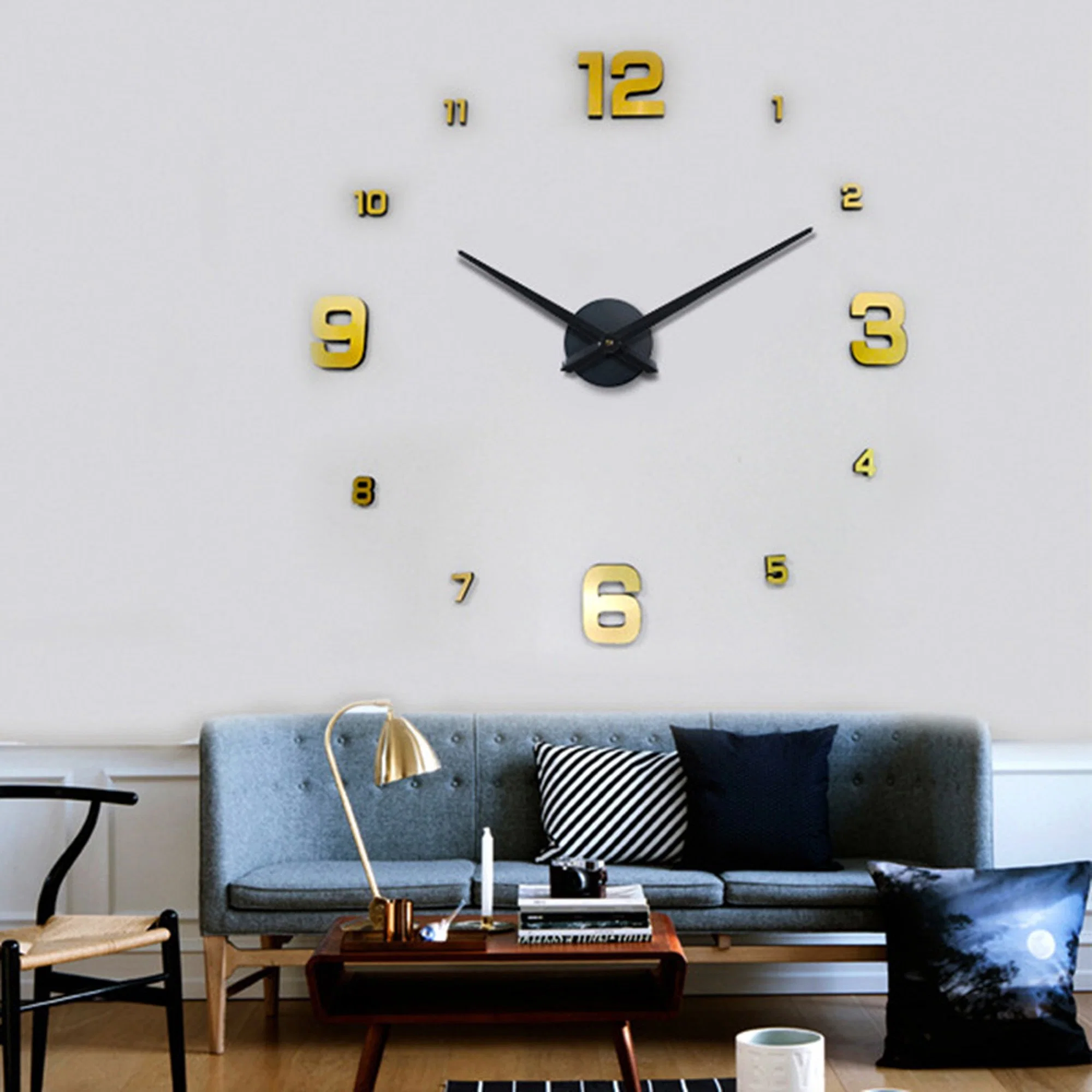 Decor Sticker Mirror Frameless Large Clock Kit Office Decoration 3D DIY Wall Clock