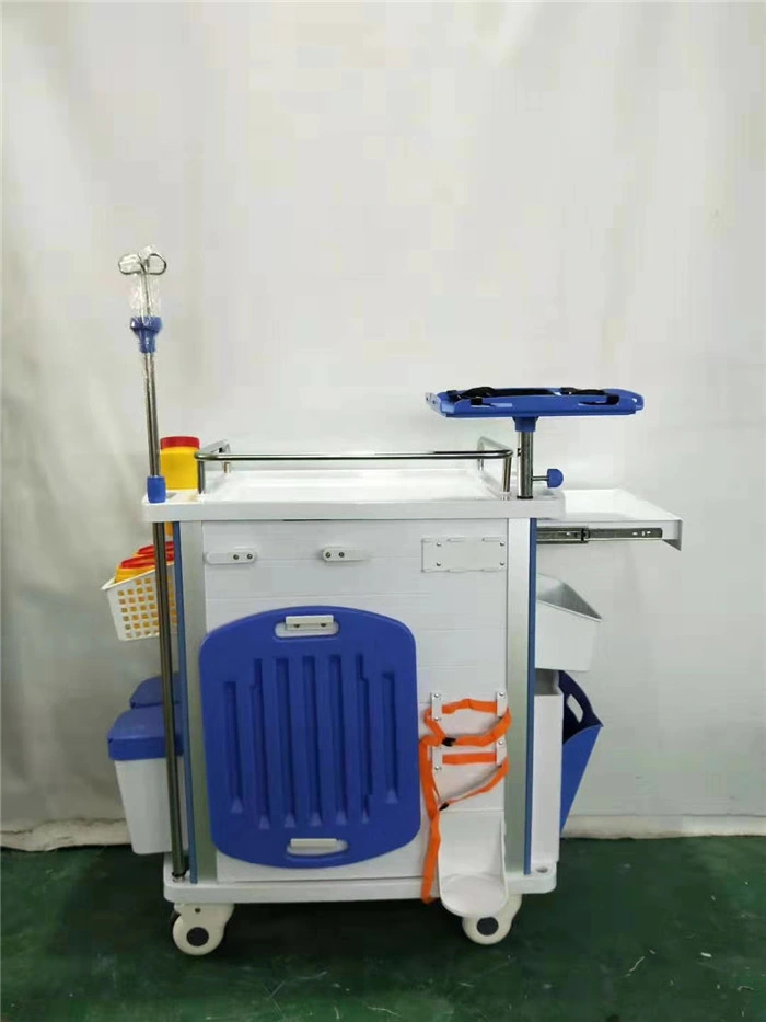 High Quality Cheap Mobile ABS Drugs Hospital Medical Crash Cart Plastic Emergency Medicine Trolley for Clinic Hospital Health Central