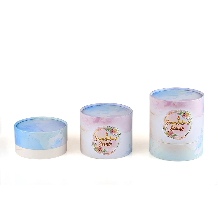 Firstsail Eco Friendly Round Cylinder Hard Box Packaging Soy Wax Scented Candle Holder Gift Paper Tube with EVA Foam Insert