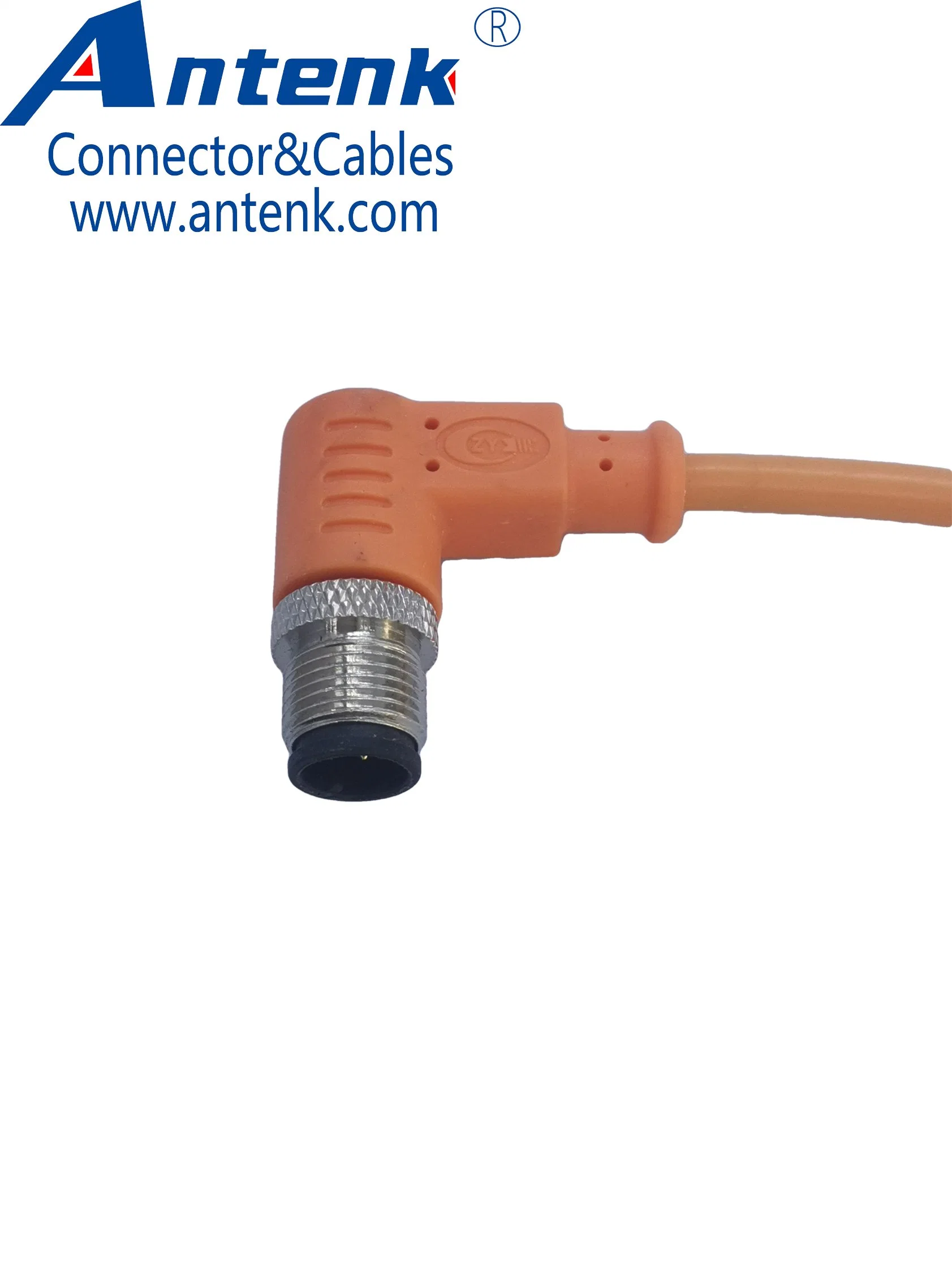 M12 conector de enchufe de aviación de sensor de cabeza redonda con cable naranja Conector resistente al agua