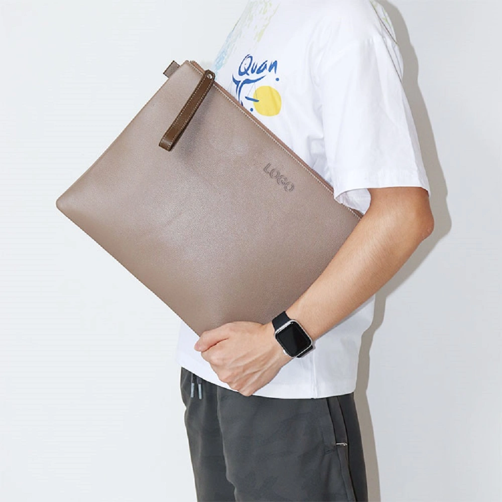 BSCI ISO Lvmh Factory Eco Friendly Custom Logo Leather Promotional A4 Fireproof Document Bag