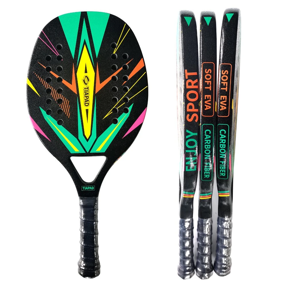 Best Selling OEM ODM Factory Custom Supply Beach Tennis Paddle Racket Tennis Beach Racket Carbon Fiber Surface with Soft EVA Core Watertransfer Decal Printing